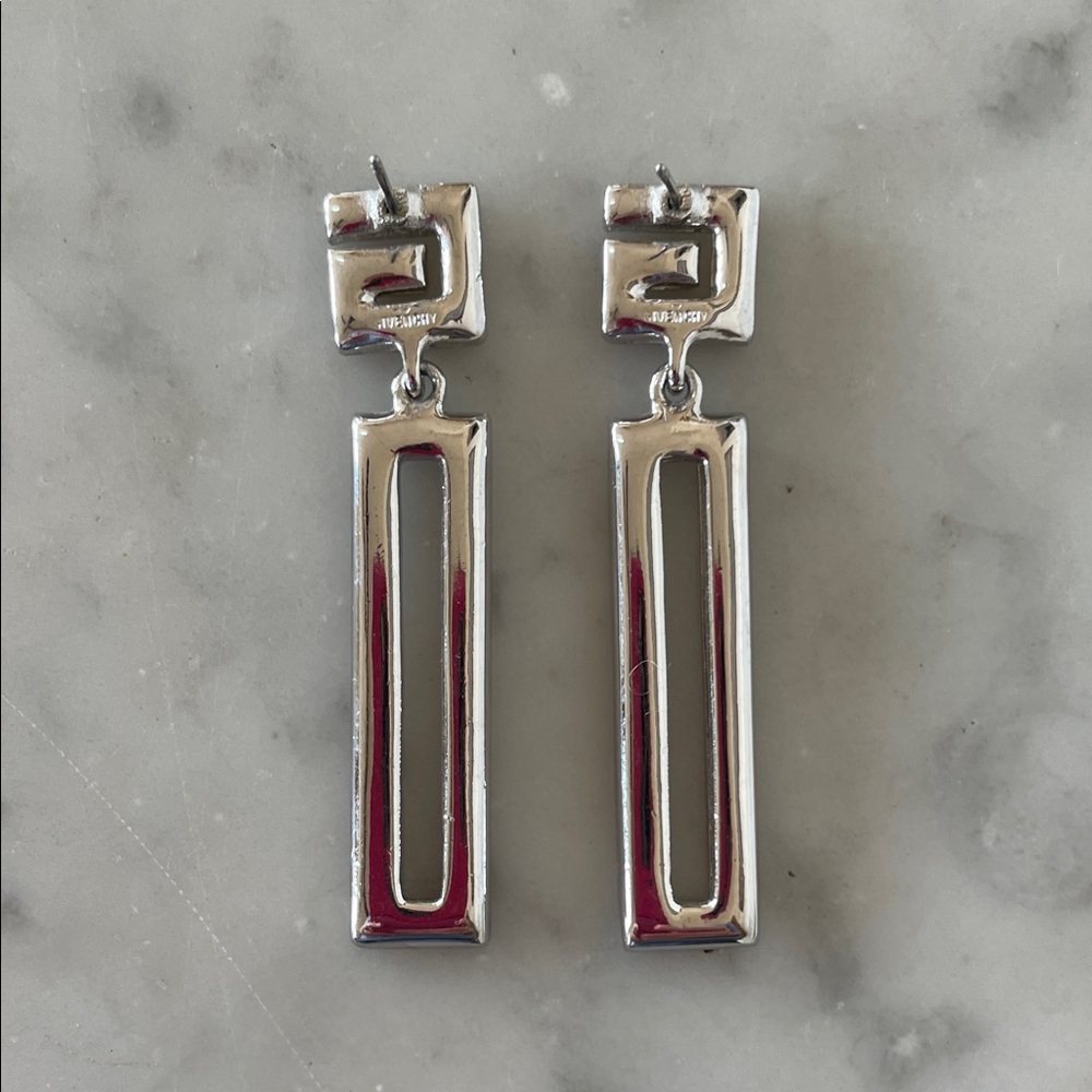 GIVENCHY G Logo Susan Caplan Silver Crystal Drop Post Statement Earrings - Picture 15 of 17